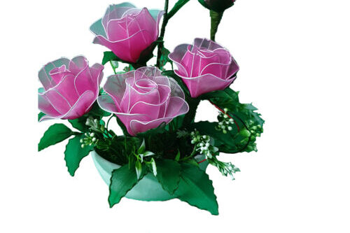 giỏ hoa hồng voan đẹp